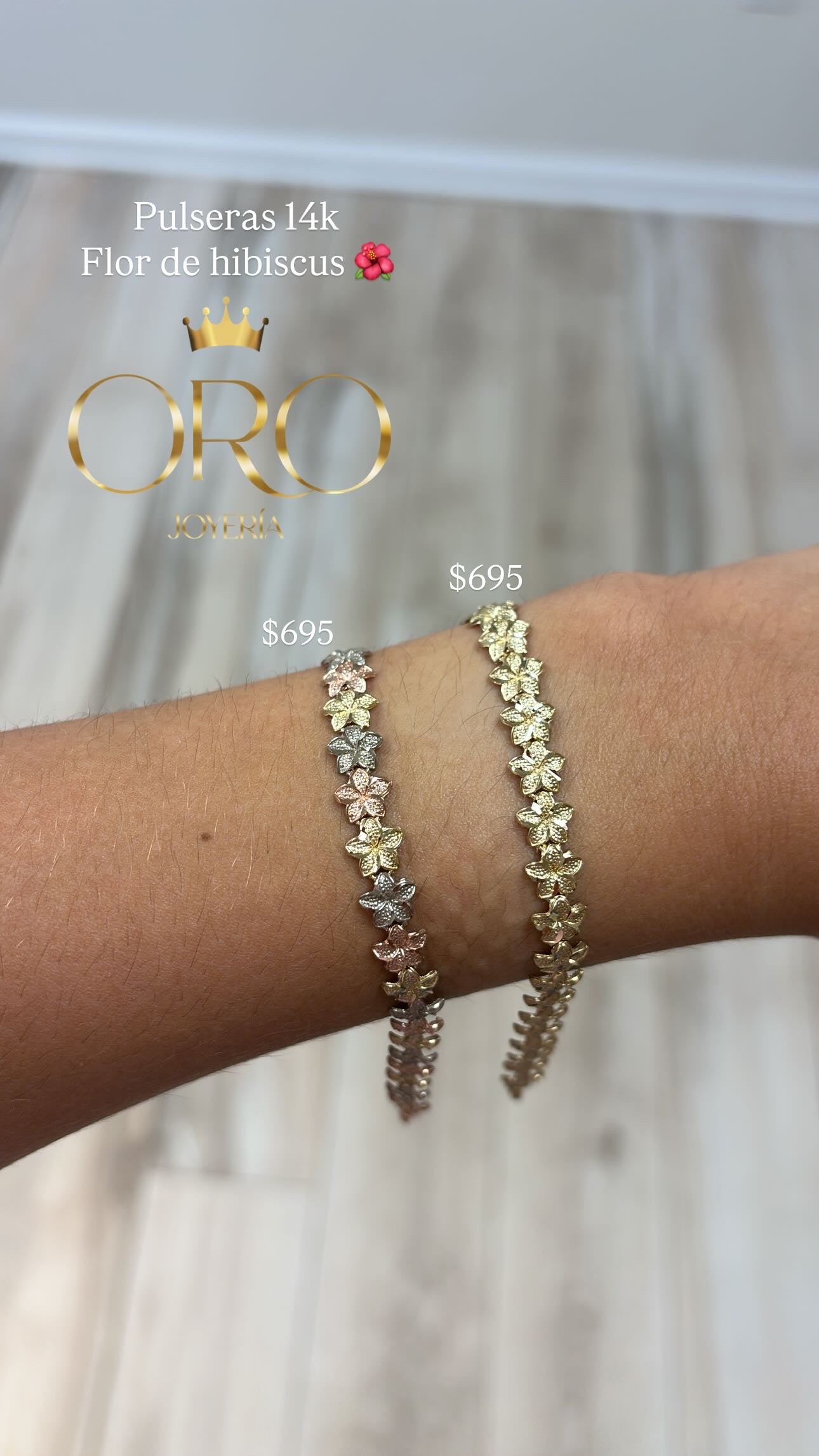 Hibiscus flower bracelet 14k