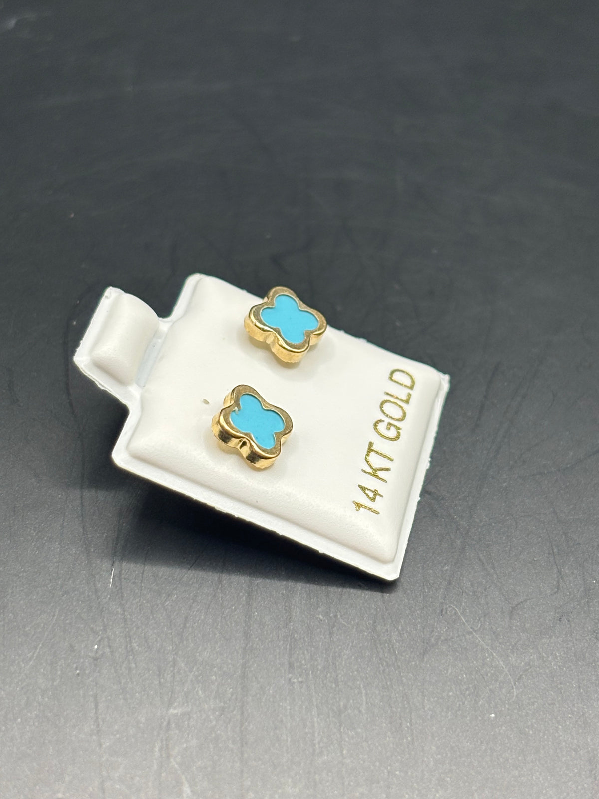 14k baby blue flower earrings