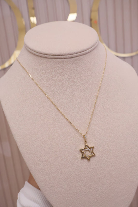 Cadena mujer y dije estrella David 14k
