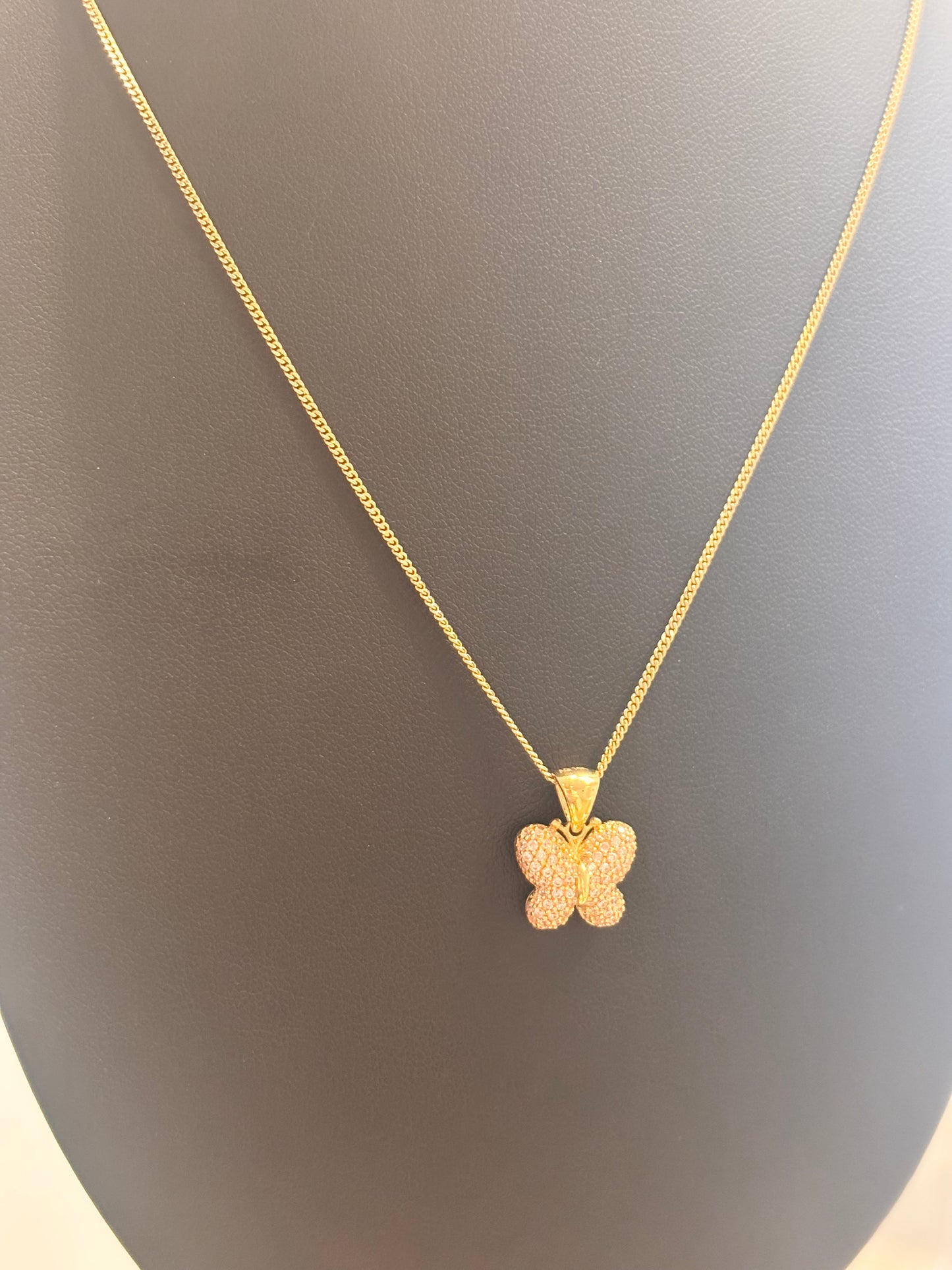 14k Cuban necklaces with butterfly pendant