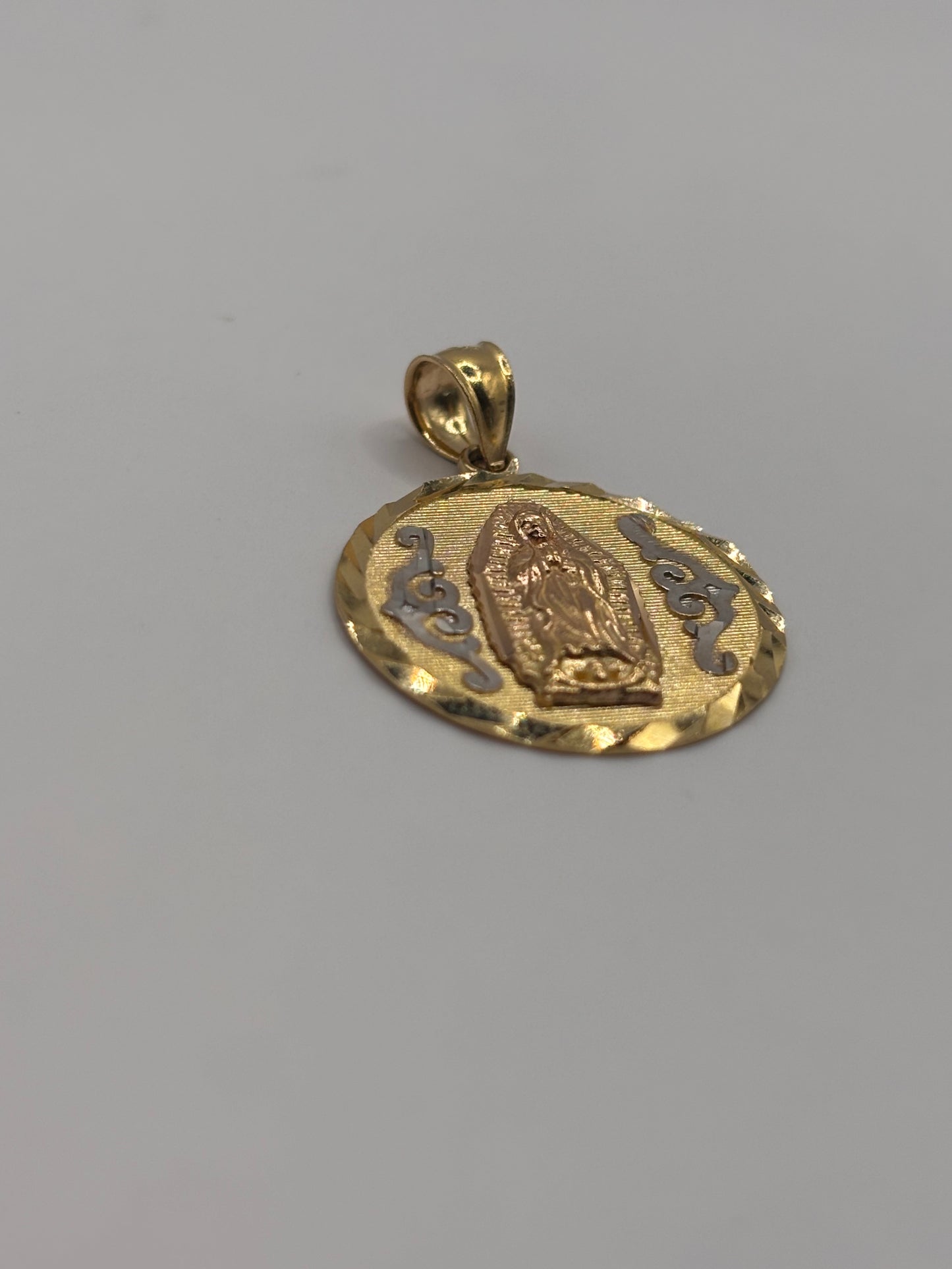 Virgencita 3 tone charm 14k