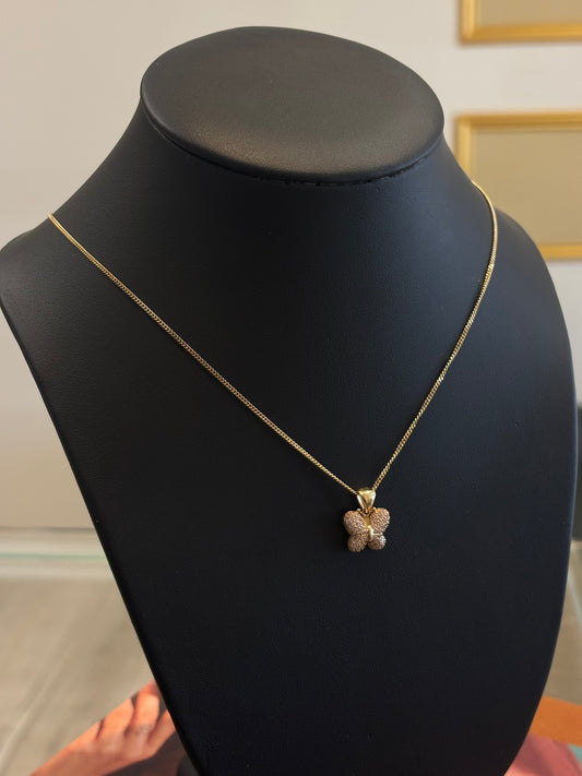 14k Cuban necklaces with butterfly pendant
