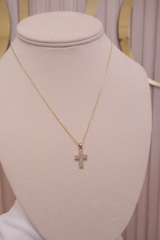 Cadena mujer y dije cruz 14k