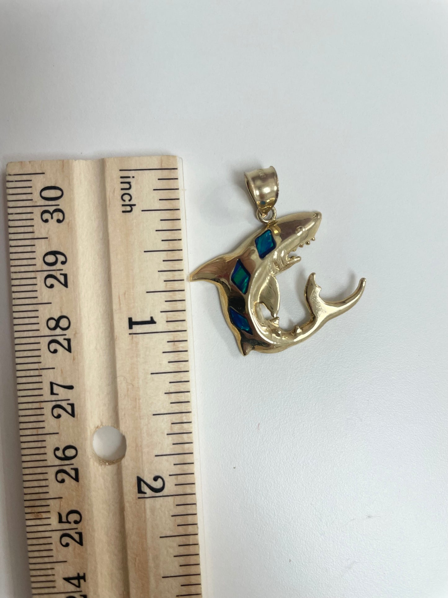 14k shark pendant