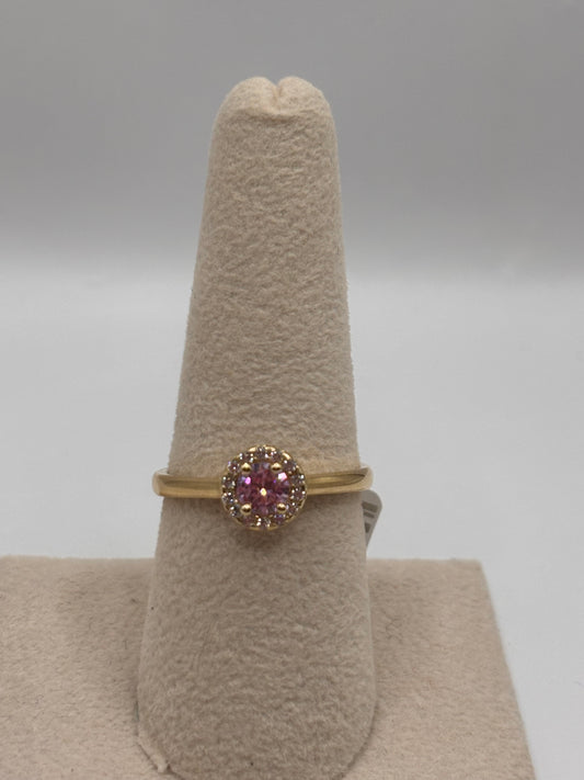 Woman Pink CZ ring 10k