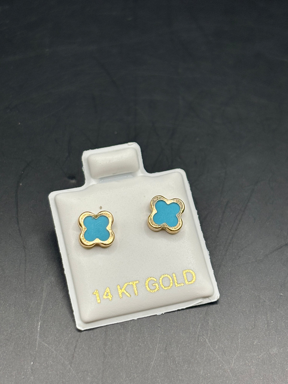 14k baby blue flower earrings