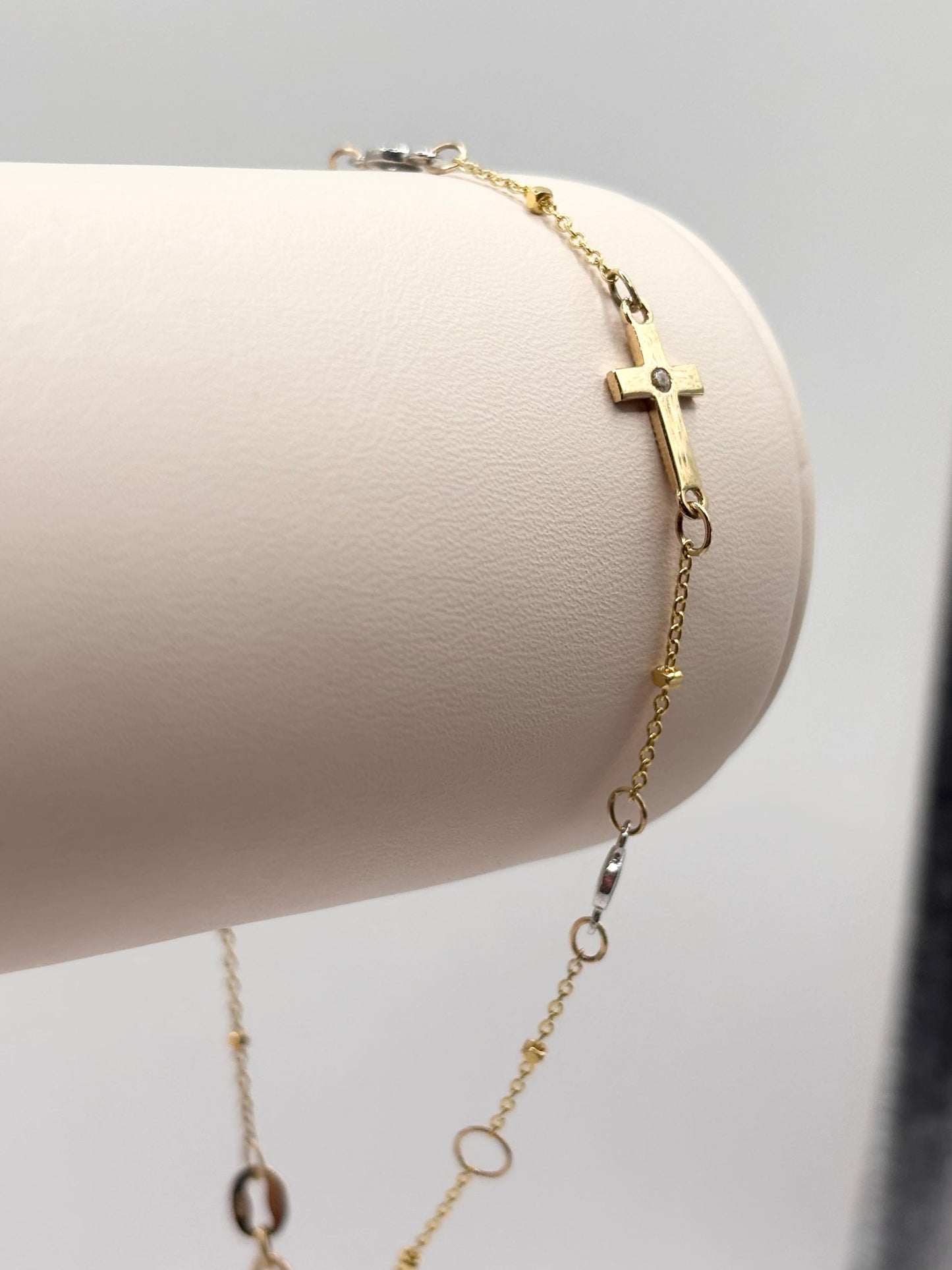 14k cross bracelet