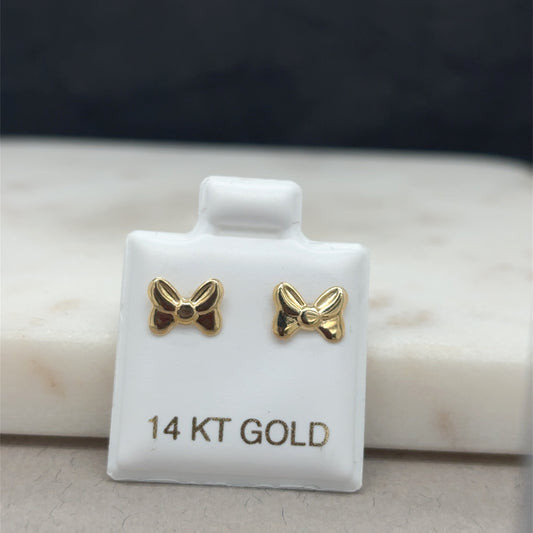 14k gold bow stud earrings
