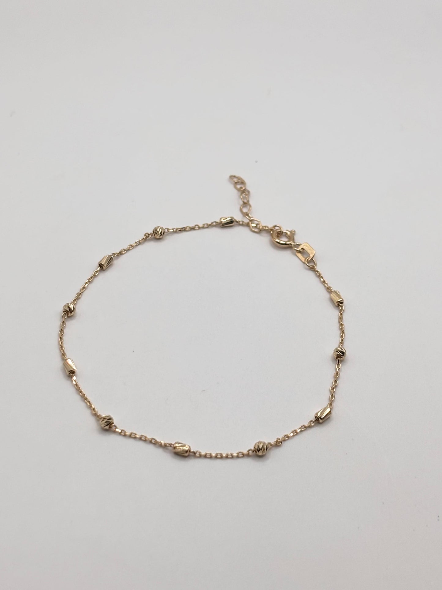14k bead and bar chain bracelet