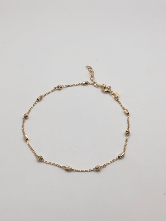 14k bead and bar chain bracelet