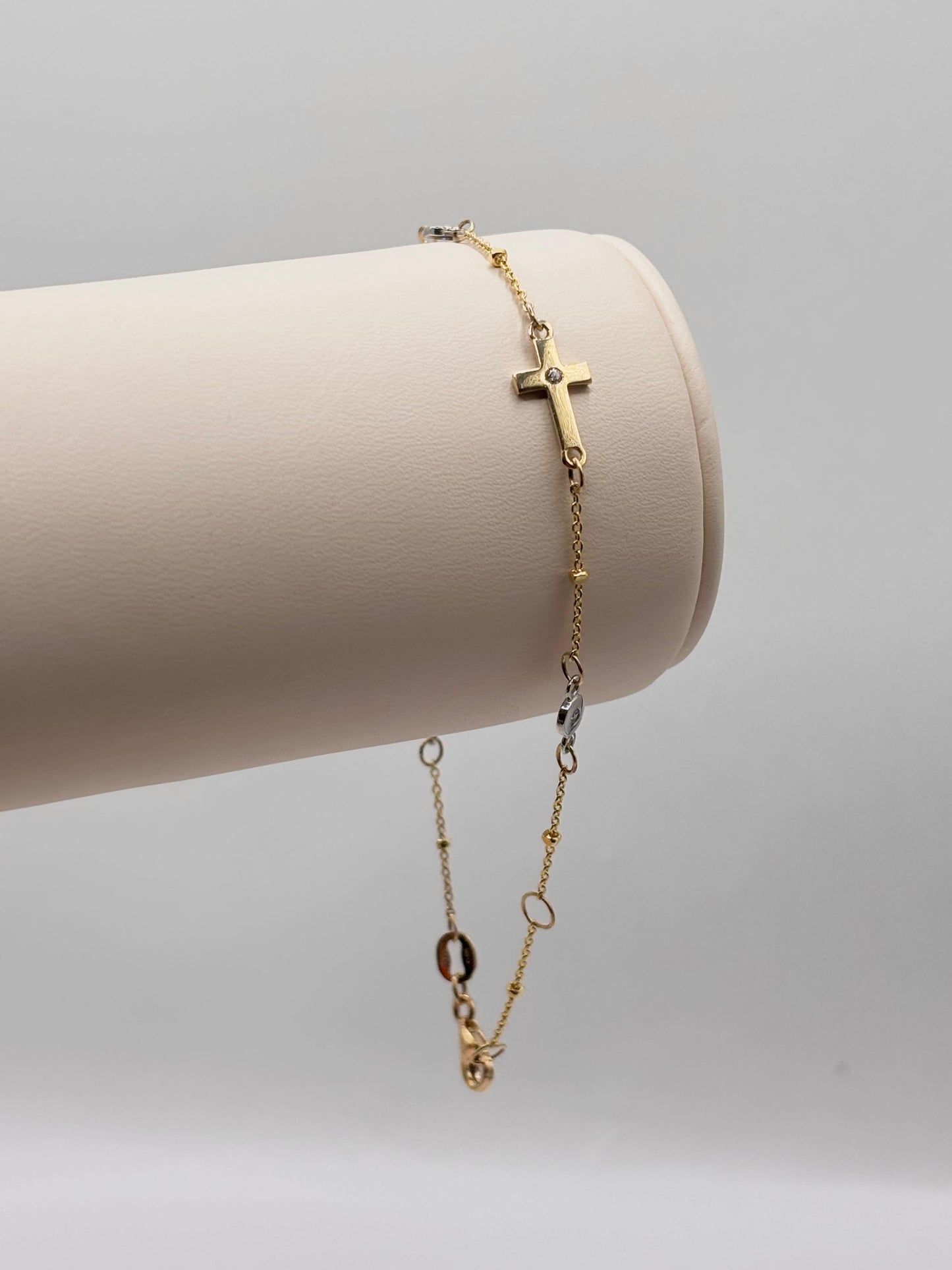 14k cross bracelet