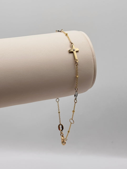 14k cross bracelet
