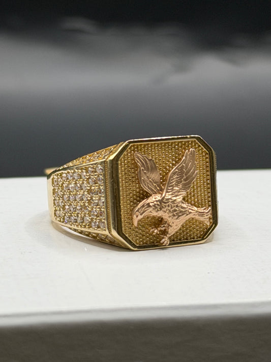 14k gold eagle statement ring
