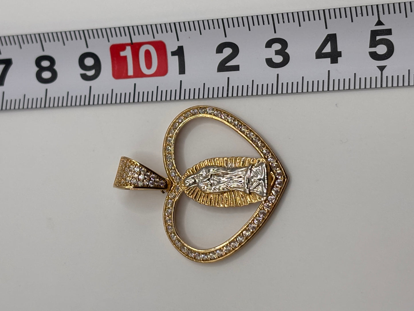Virgencita heart pendant 14k