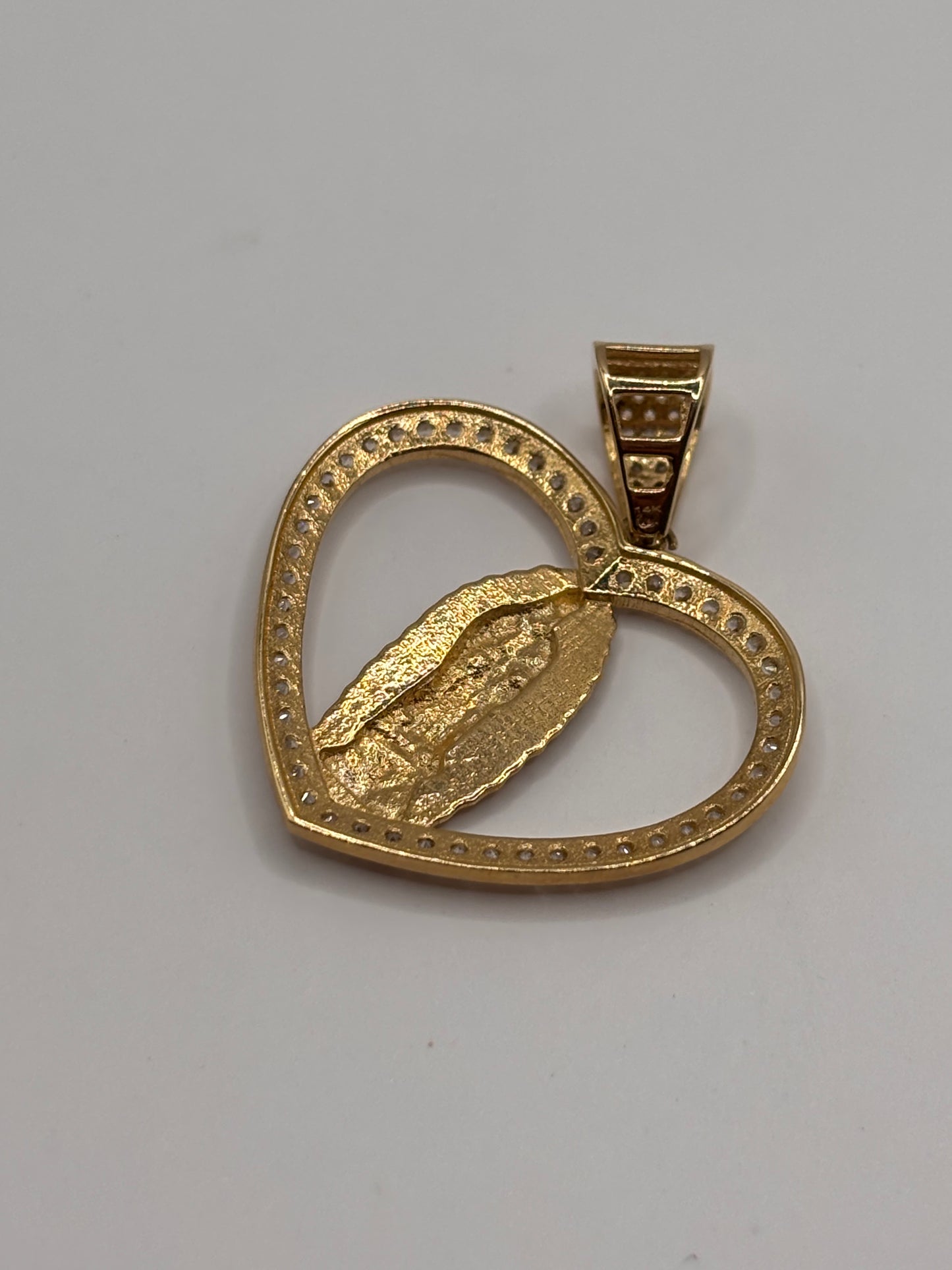 Virgencita heart pendant 14k
