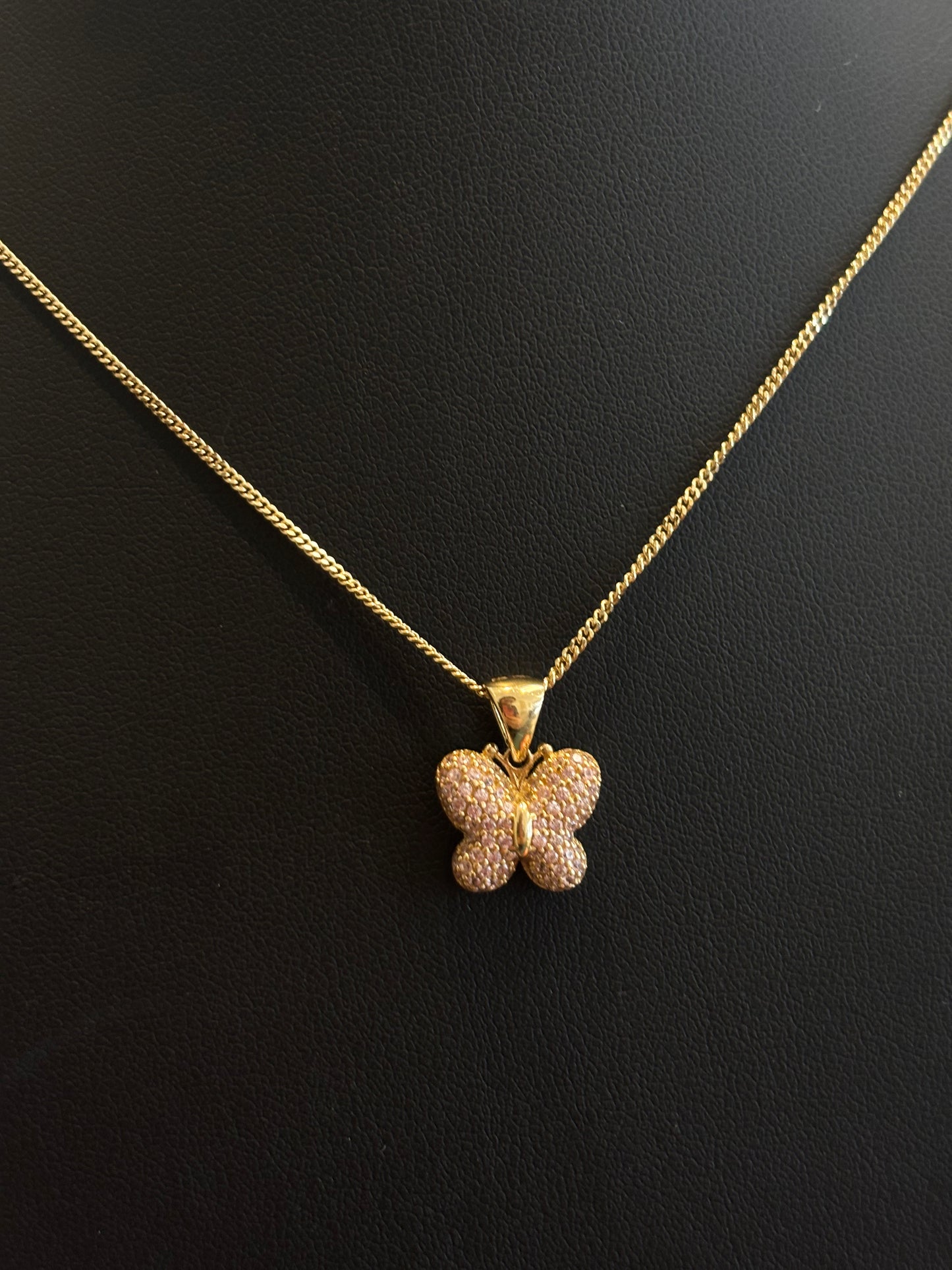 14k Cuban necklaces with butterfly pendant
