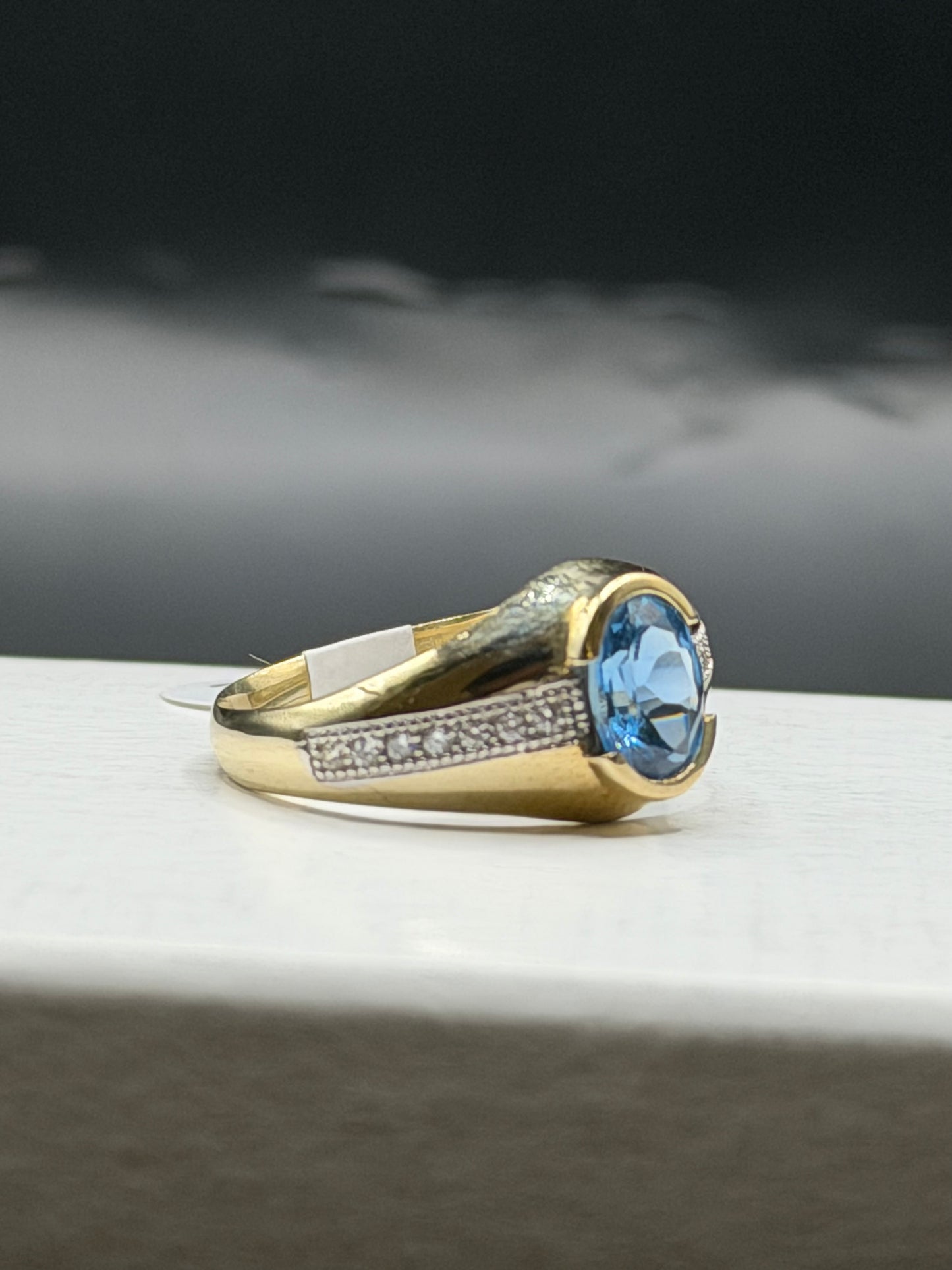 10k men ring blue gemstone