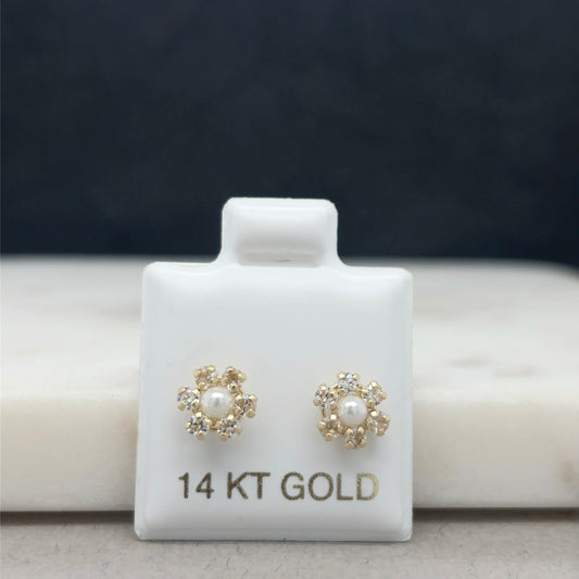 14K Gold Pearl Cluster Studs