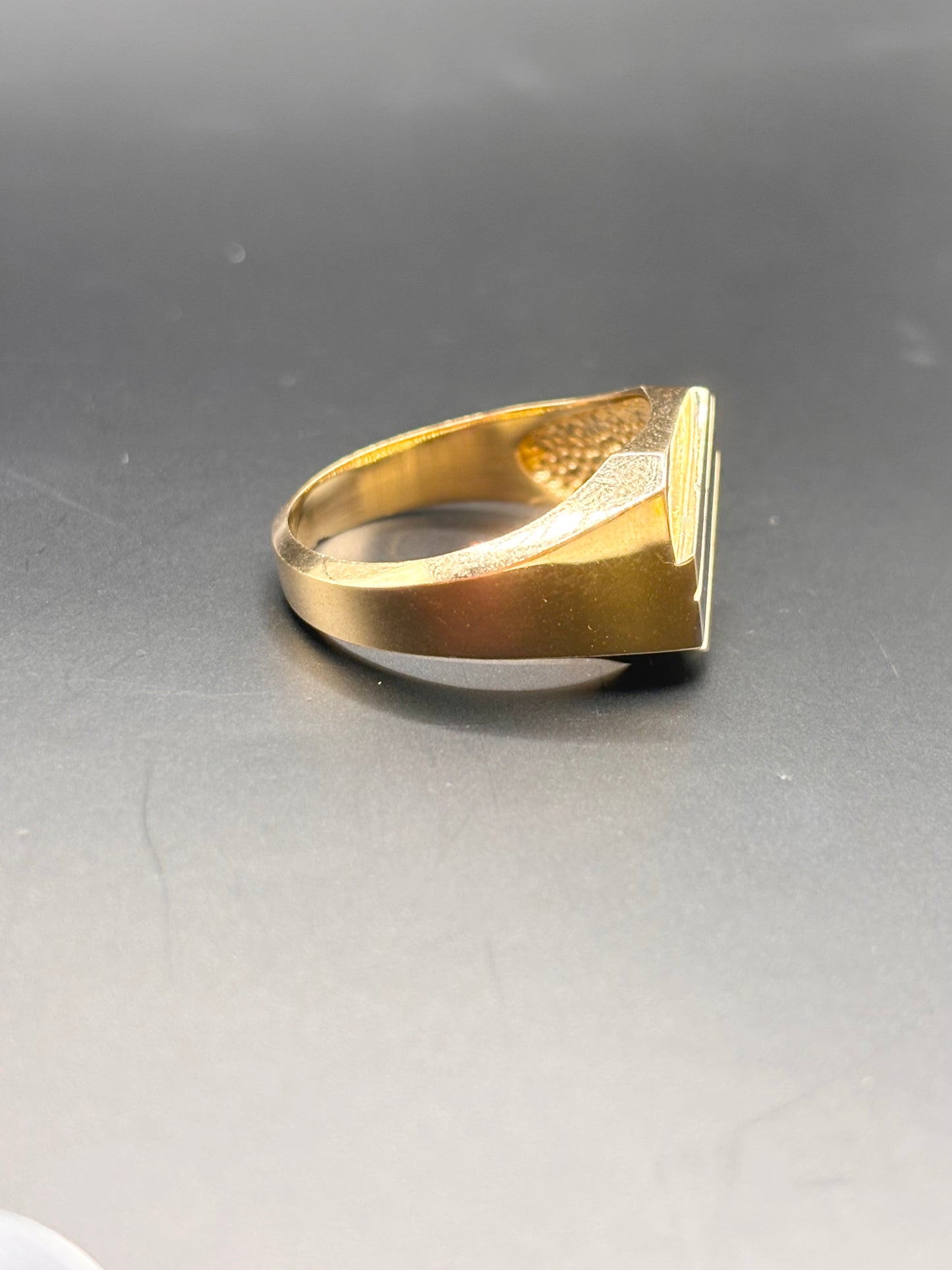 14k solid men ring double tone sz 9