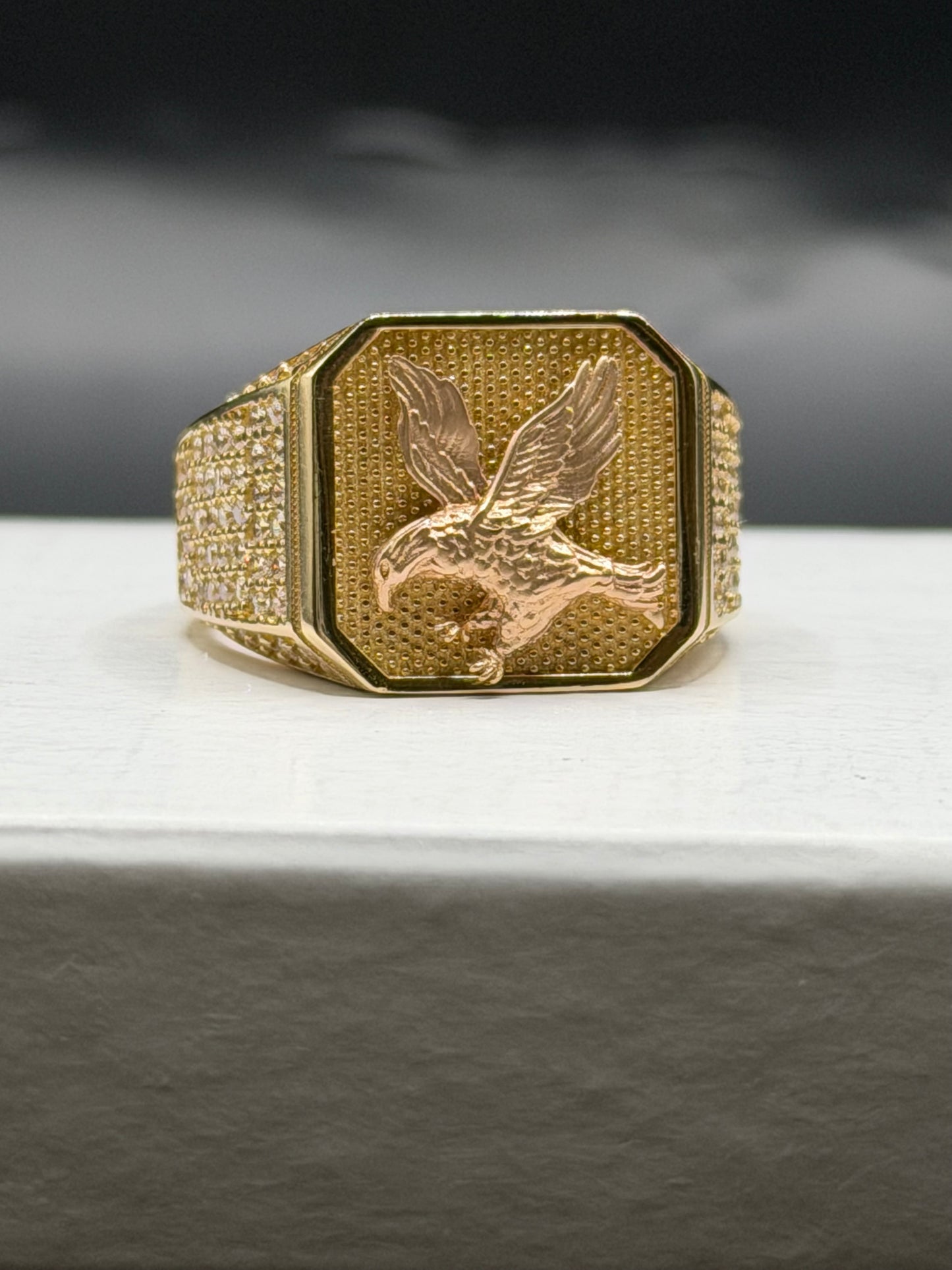 14k gold eagle statement ring