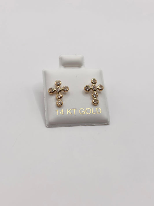 14k cross earrings