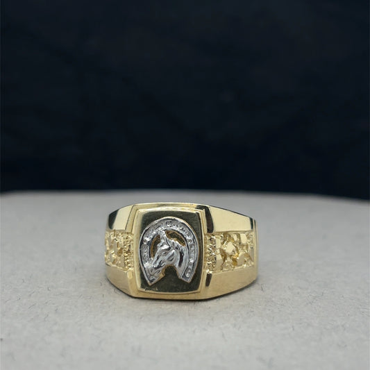 10k horse & horseshoe ring