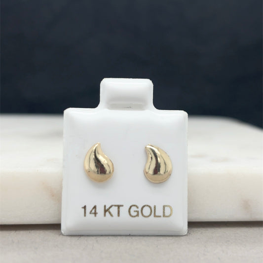14K Gold Teardrop Stud Earrings