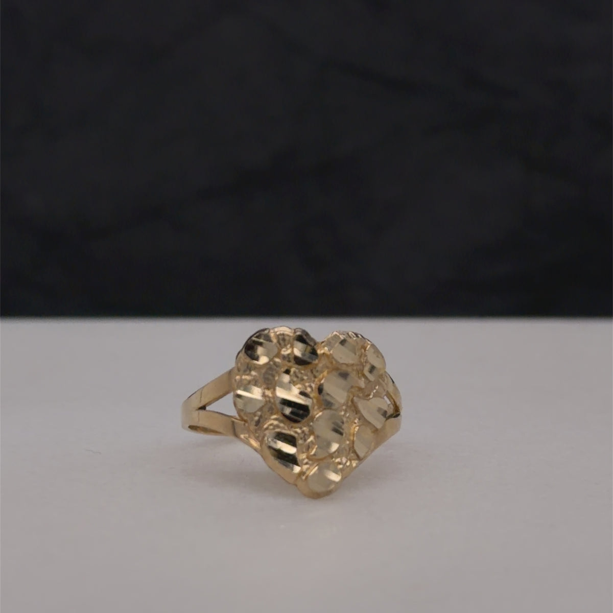 14k nuggets heart ring