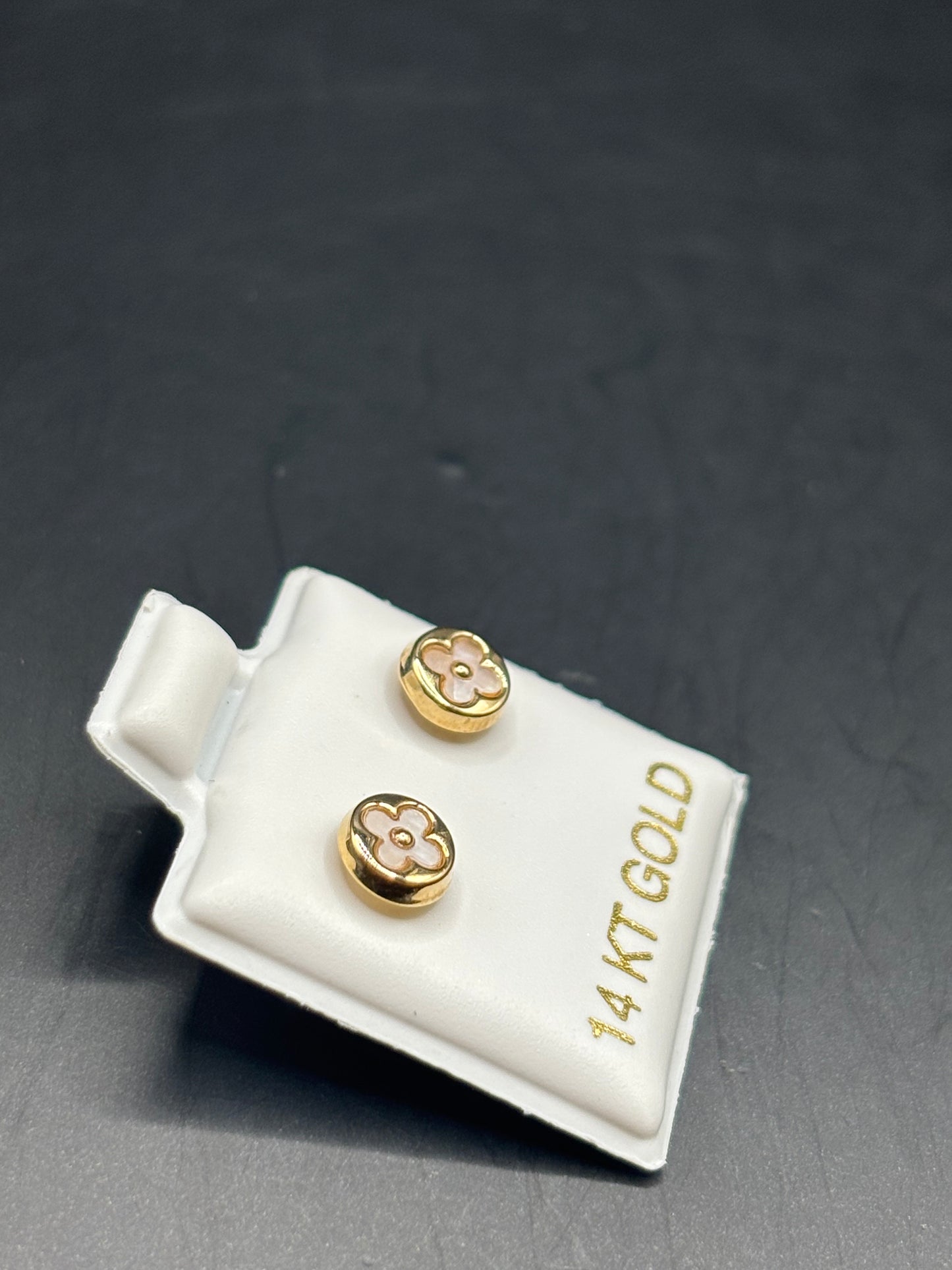14k gold flower stud baby Earrings