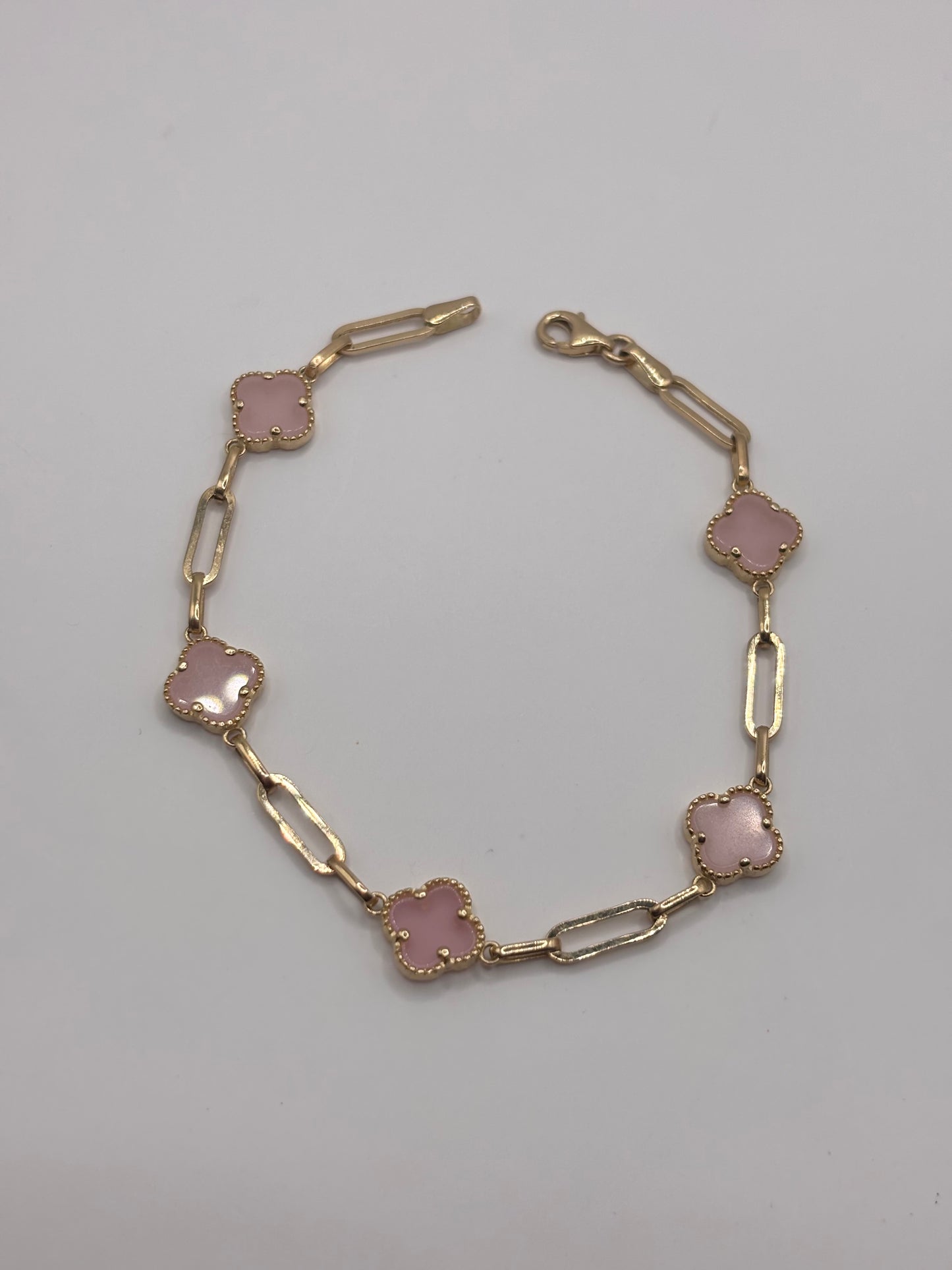 Paperclip pink bracelet 14k