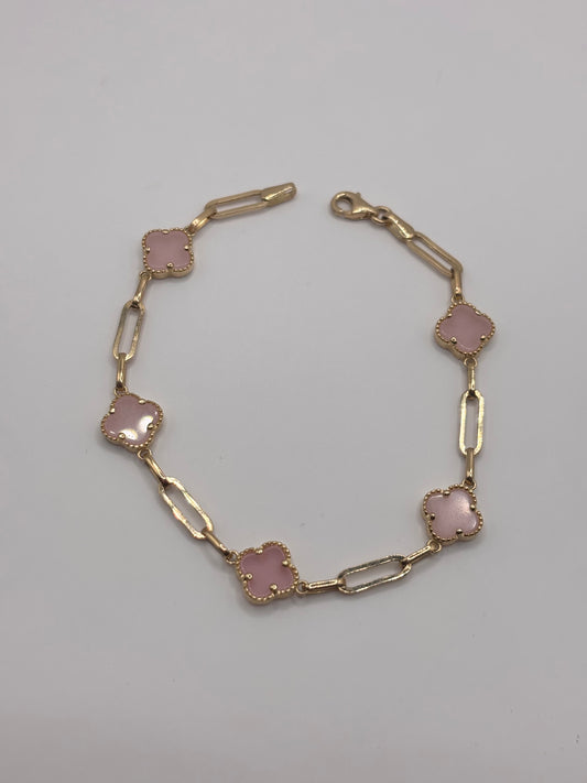 Paperclip pink bracelet 14k