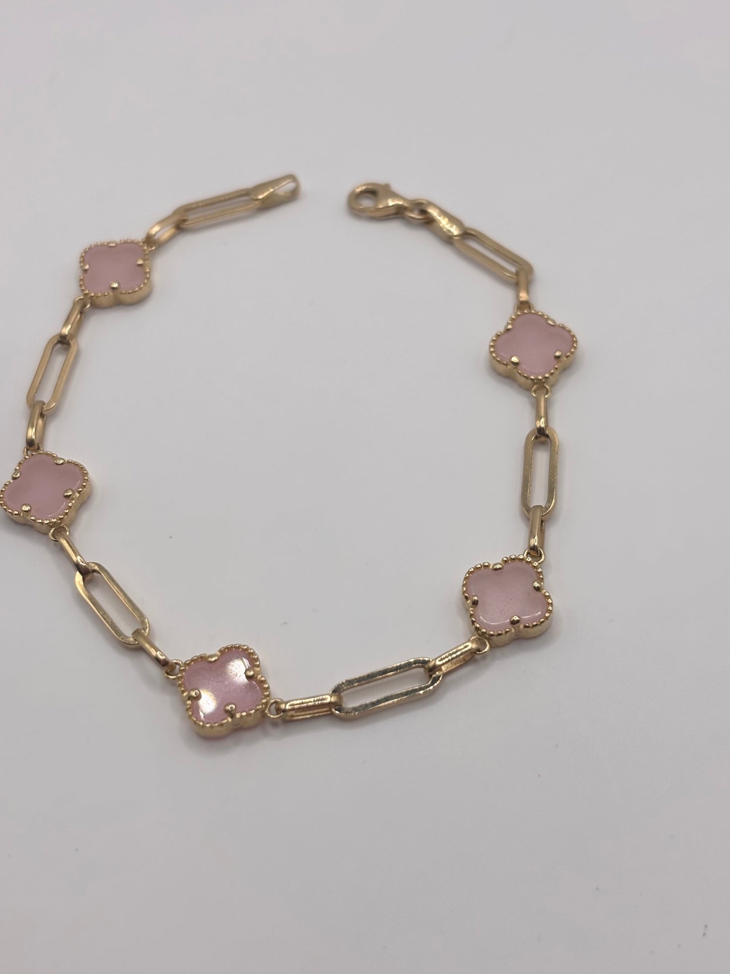 Paperclip pink bracelet 14k