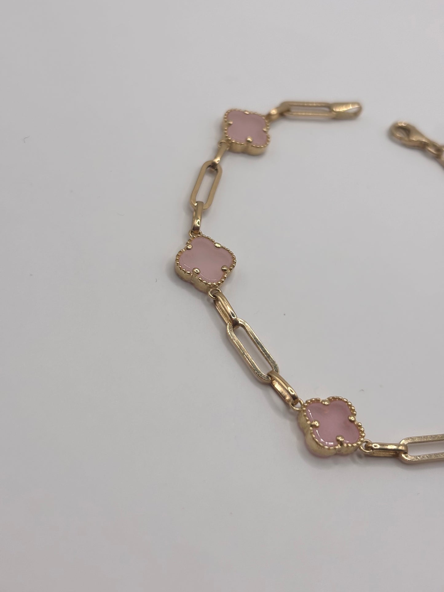 Paperclip pink bracelet 14k