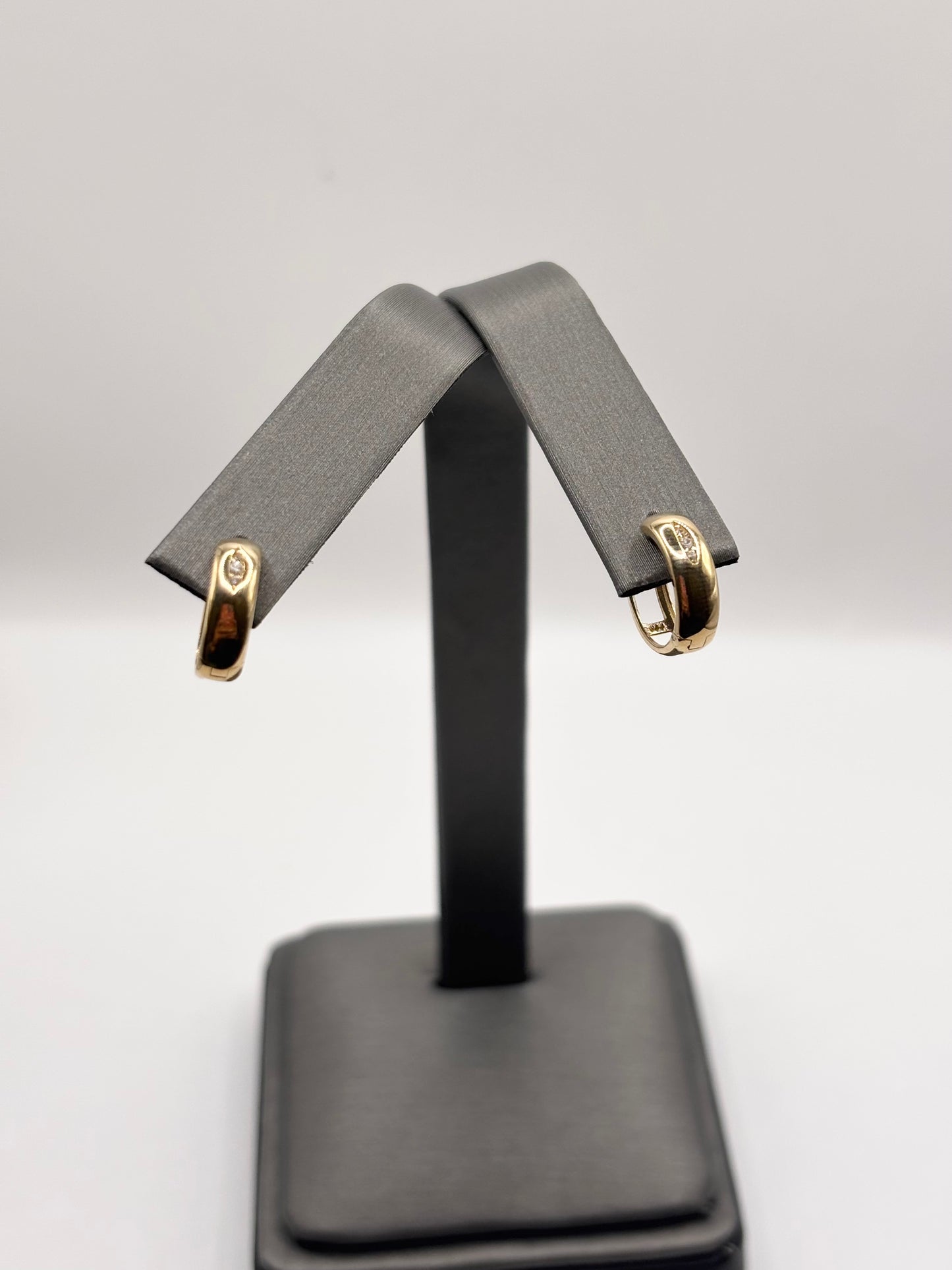 14k small huggies with cz