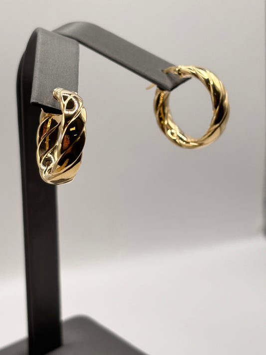 14k twisted hoops