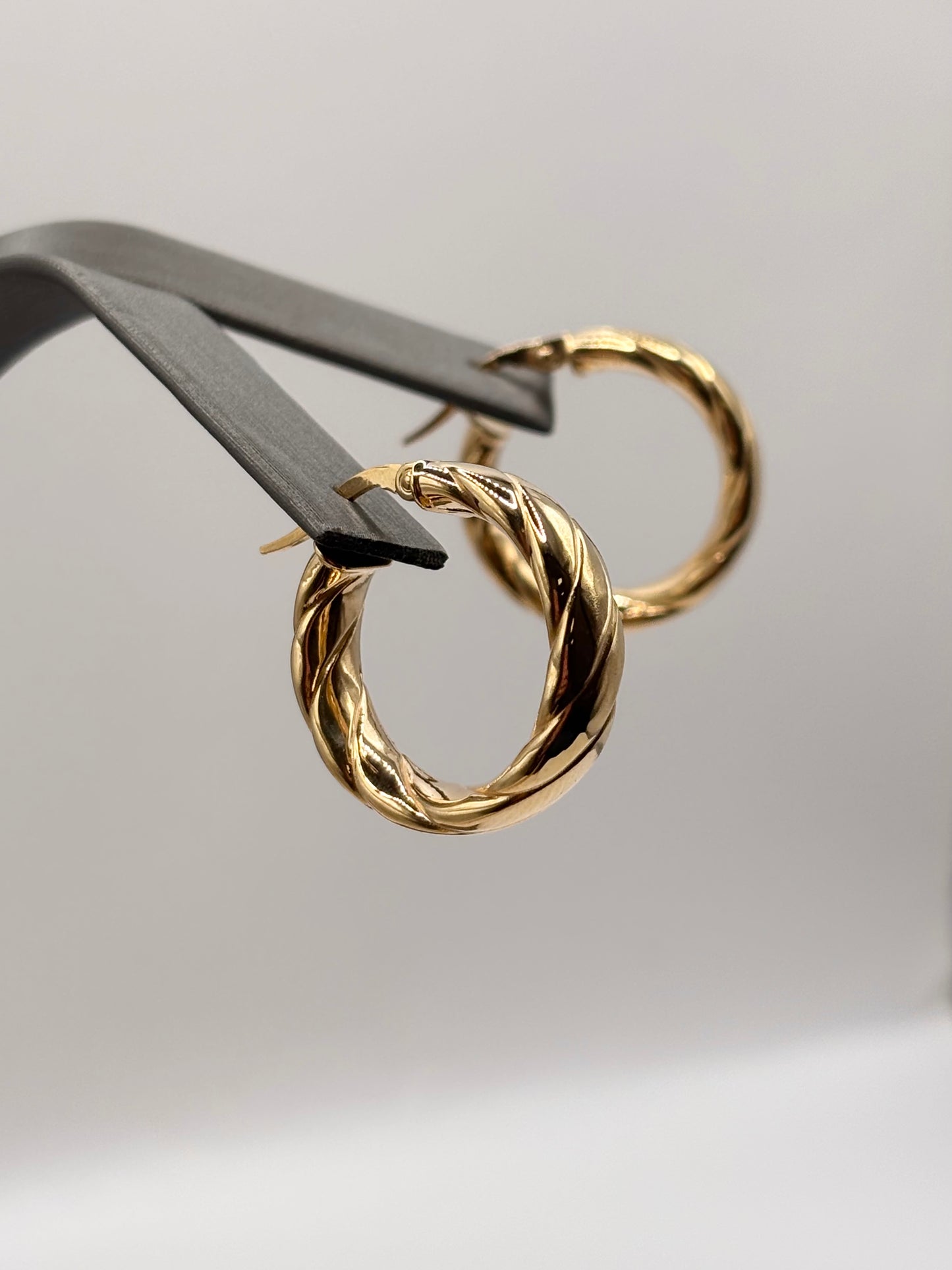 14k twisted hoops